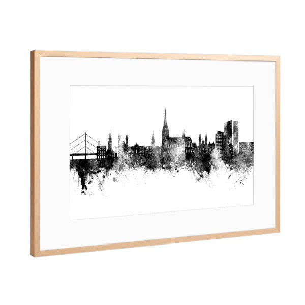 Poster mit Rahmen Kupfer "Linz Austria Skyline Black" artboxONE - Städte
