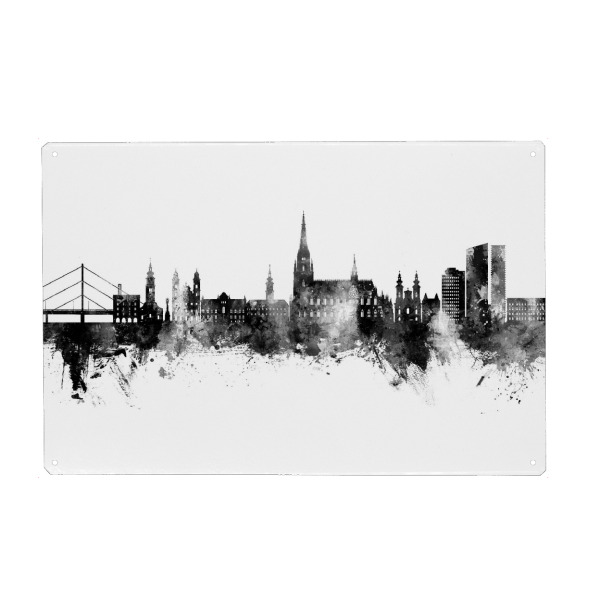 Holzbild "Linz Austria Skyline Black" artboxONE - Städte
