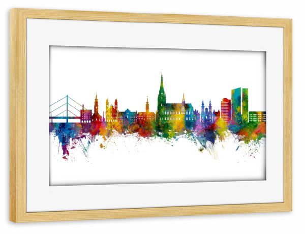 Poster mit Rahmen kiefer "Linz Austria Skyline" artboxONE - Städte