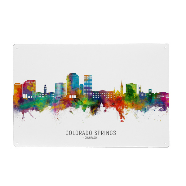 Metall Poster "Colorado Springs Skyline txt" artboxONE - Städte