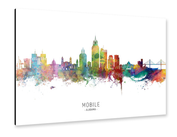 Alu-Dibond "Mobile Alabama Skyline txt" 30x20 cm artboxONE
