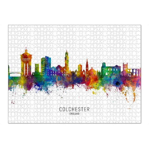 Puzzle Ravensburger "Colchester England Skyline txt" artboxONE - Städte