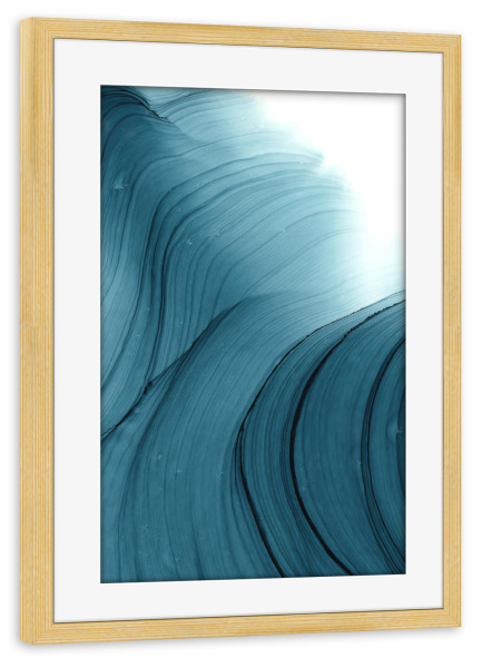 Poster mit Rahmen kiefer "Dark Green Waves - Art" artboxONE - Abstrakt