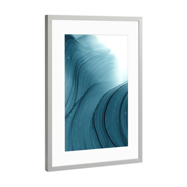 Poster mit Rahmen Silber "Dark Green Waves - Art" artboxONE - Abstrakt