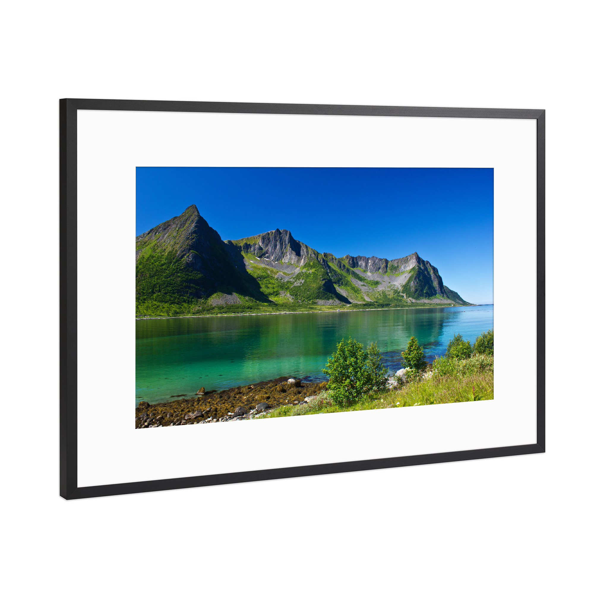 Poster mit Rahmen Schwarz (Metallic) "Sommertraum Senja" artboxONE - Natur,Reise,Reise / Strand und Meer,Reise / Länder