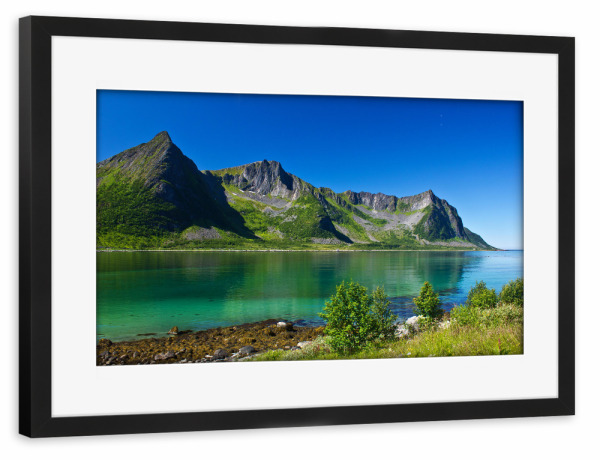 Poster mit Rahmen schwarz "Sommertraum Senja" artboxONE - Natur,Reise,Reise / Strand und Meer,Reise / Länder