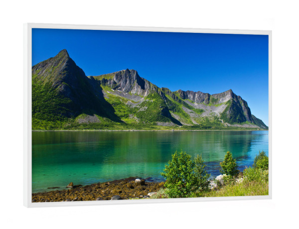 Poster mit weißem Rahmen "Sommertraum Senja" artboxONE - Natur,Reise,Reise / Strand und Meer,Reise / Länder