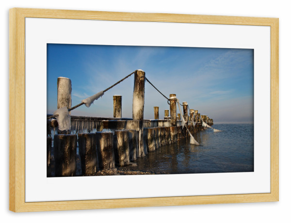Poster mit Rahmen kiefer "Buhne bei Zingst" artboxONE - Natur,Reise,Reise / Strand und Meer