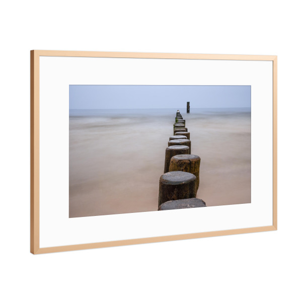 Poster mit Rahmen Kupfer "Buhne auf Usedom" artboxONE - Natur,Reise,Reise / Strand und Meer