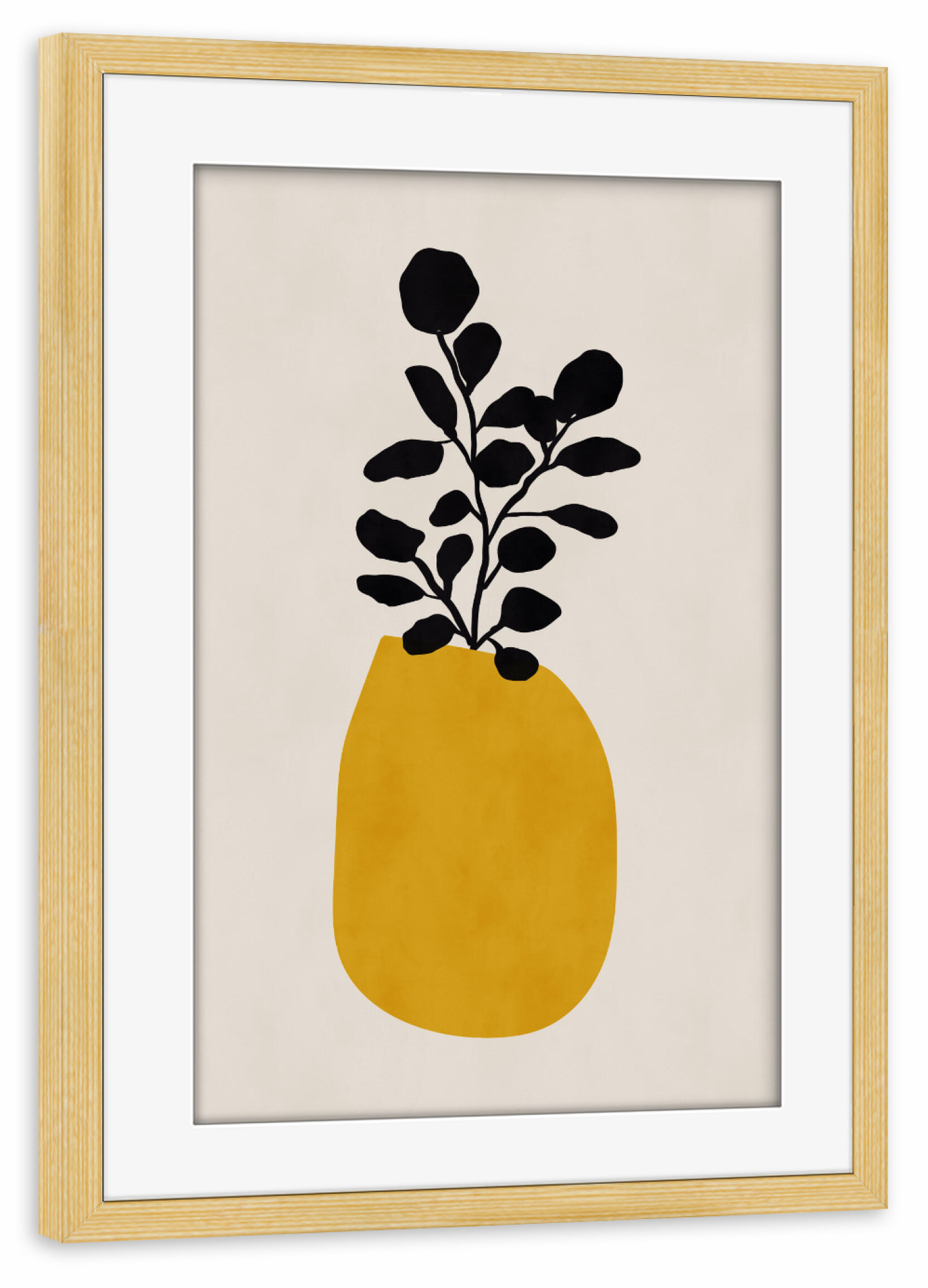 Poster mit Rahmen kiefer "MID CENTURY YELLOW VASE" artboxONE - Floral,Abstrakt