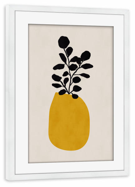 Poster mit Rahmen weiß "MID CENTURY YELLOW VASE" artboxONE - Floral,Abstrakt