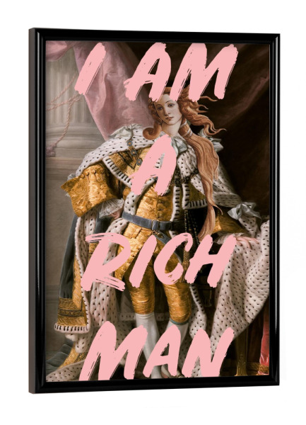 Poster mit schwarzem Rahmen "Rich Man Feminist Art" artboxONE - Typografie,Menschen