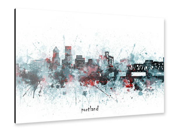 Alu-Dibond "Portland skyline artistic grey" 30x20 cm artboxONE