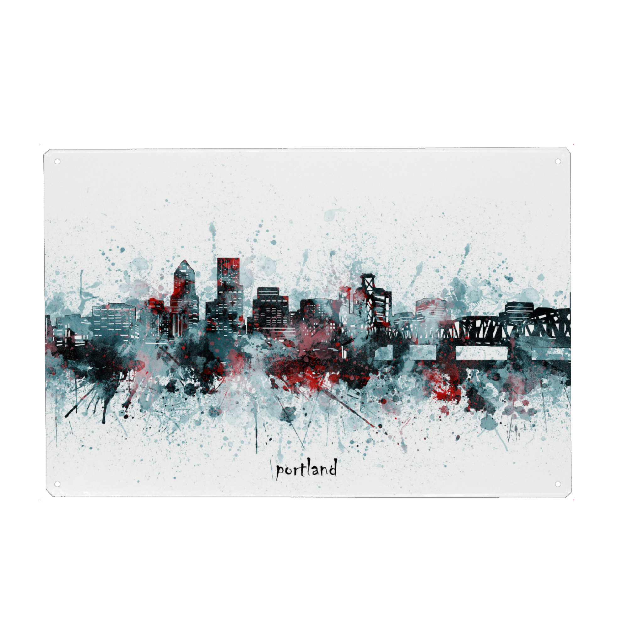 Metall Poster "Portland skyline artistic grey" artboxONE - Städte,Reise,Architektur
