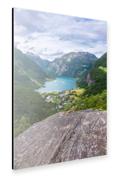 Alu-Dibond "Schiffe im Geirangerfjord" 30x20 cm artboxONE