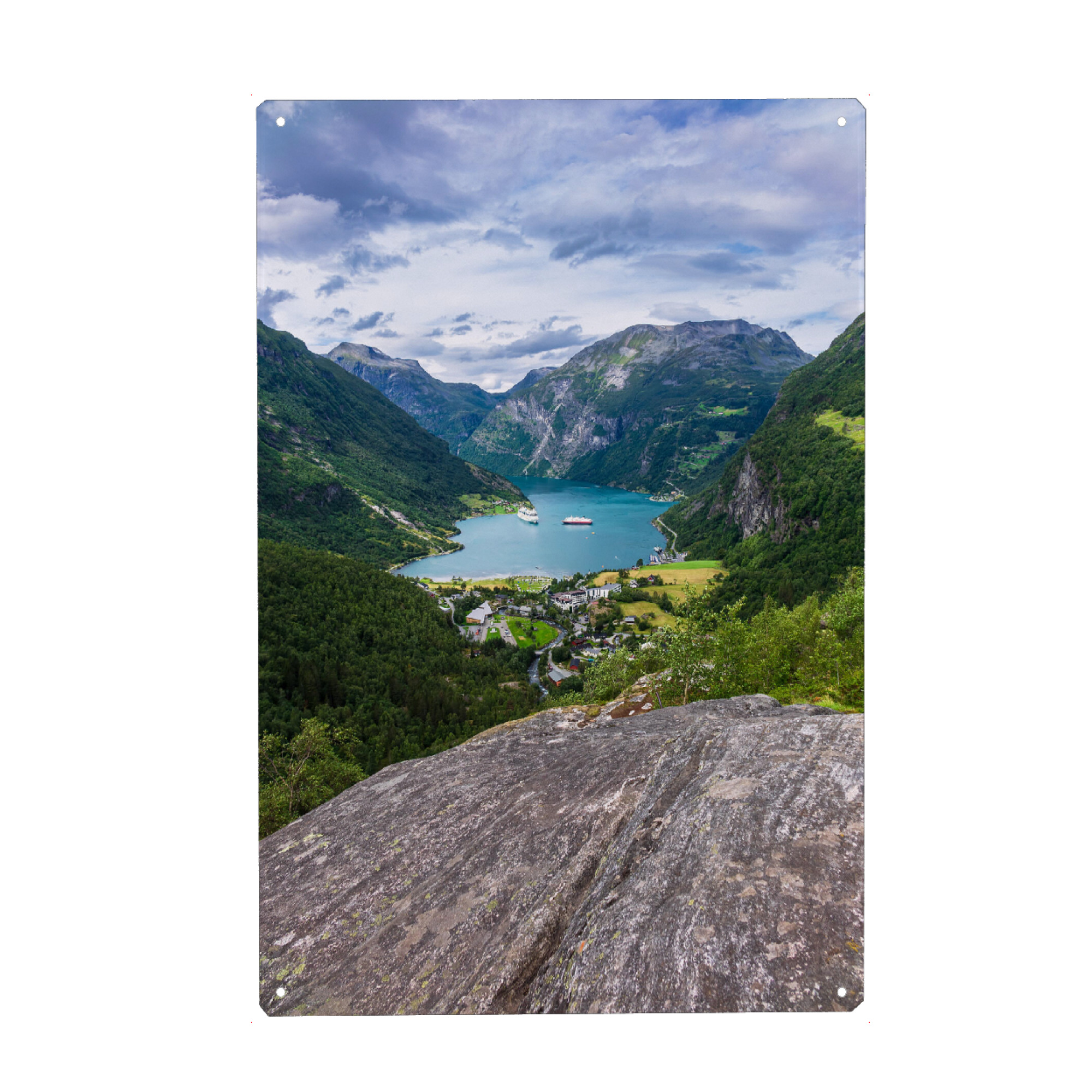 Holzbild "Schiffe im Geirangerfjord" artboxONE - Natur,Reise,Reise / Länder