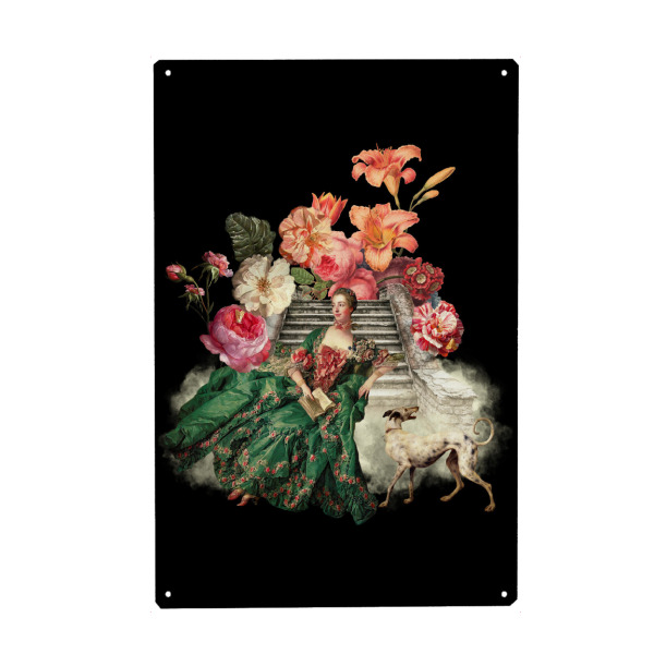 Metall Poster "Marie Antoinette In Rose Garden" artboxONE - Natur,Floral,Menschen