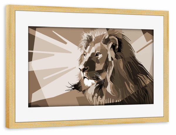 Poster mit Rahmen kiefer "Löwe Art sepia" artboxONE - Tiere,Abstrakt,Reise / Afrika