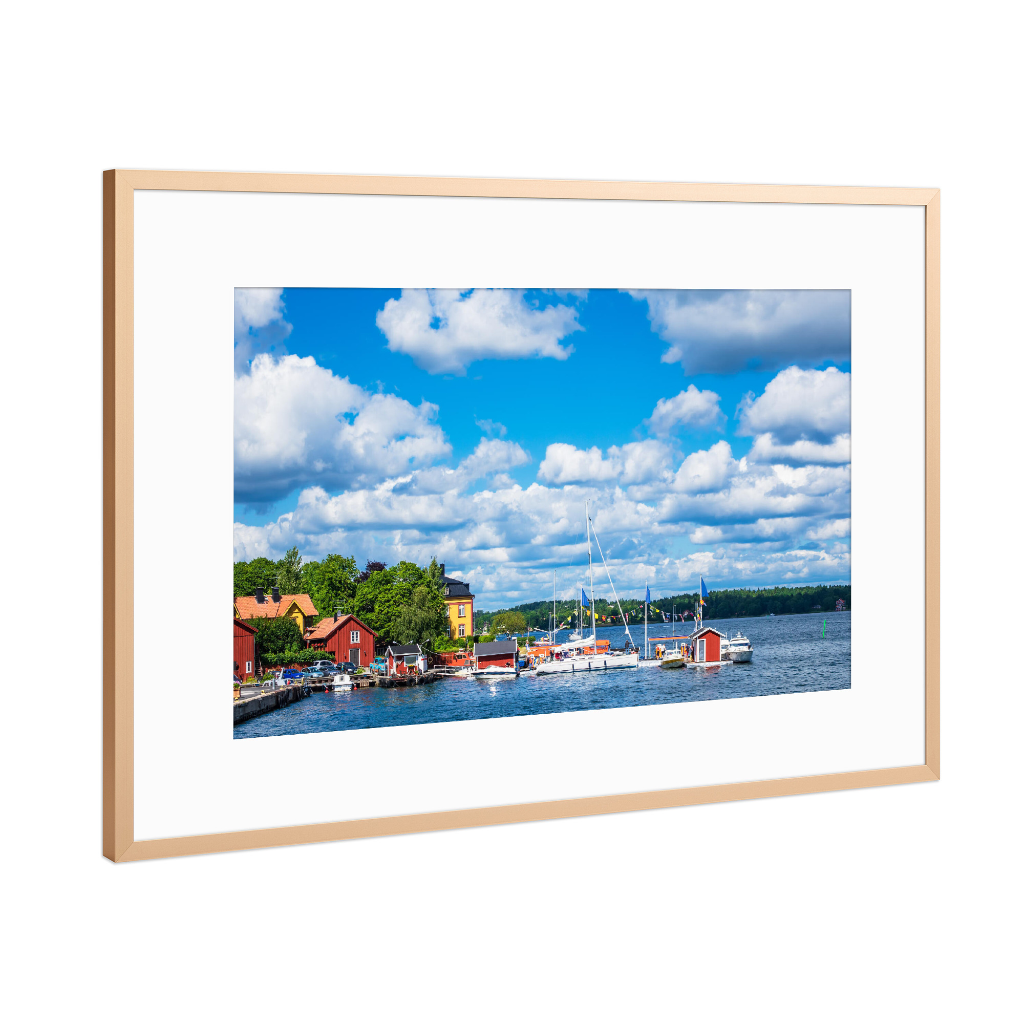 Poster mit Rahmen Kupfer "Anlegestelle in Schweden" artboxONE - Natur,Reise,Reise / Strand und Meer,Reise / Länder