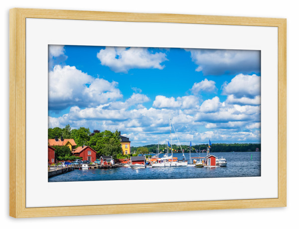 Poster mit Rahmen kiefer "Anlegestelle in Schweden" artboxONE - Natur,Reise,Reise / Strand und Meer,Reise / Länder