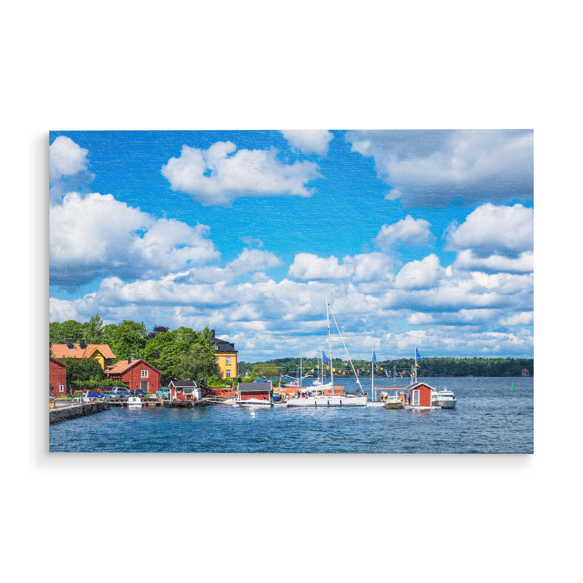 Holzbild "Anlegestelle in Schweden" artboxONE - Natur,Reise,Reise / Strand und Meer,Reise / Länder