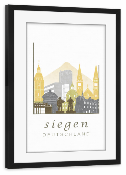 Poster mit Rahmen schwarz "Siegen skyline desert" artboxONE - Städte,Reise,Architektur,Kartografie