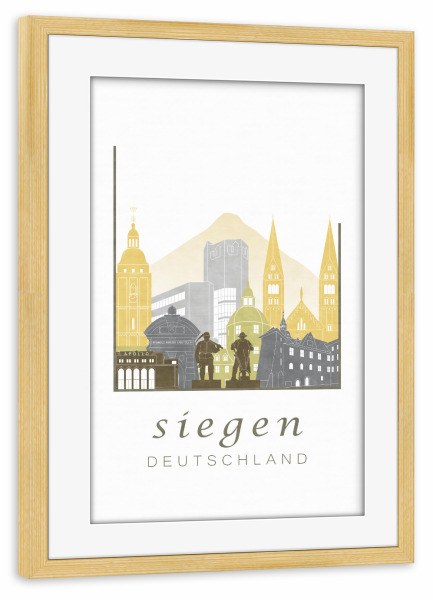 Poster mit Rahmen kiefer "Siegen skyline desert" artboxONE - Städte,Reise,Architektur,Kartografie