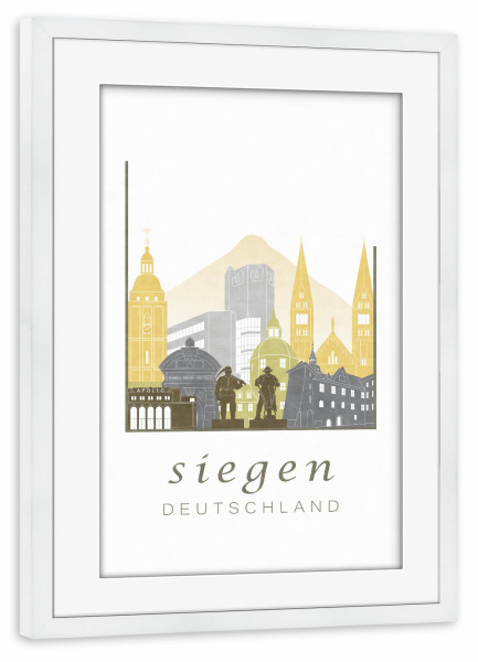 Poster mit Rahmen weiß "Siegen skyline desert" artboxONE - Städte,Reise,Architektur,Kartografie