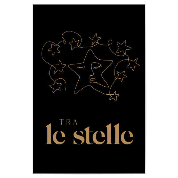 Poster 30x20 cm "Among the stars dreamy line art" artboxONE - Typografie,Für Kinder,Galaxy