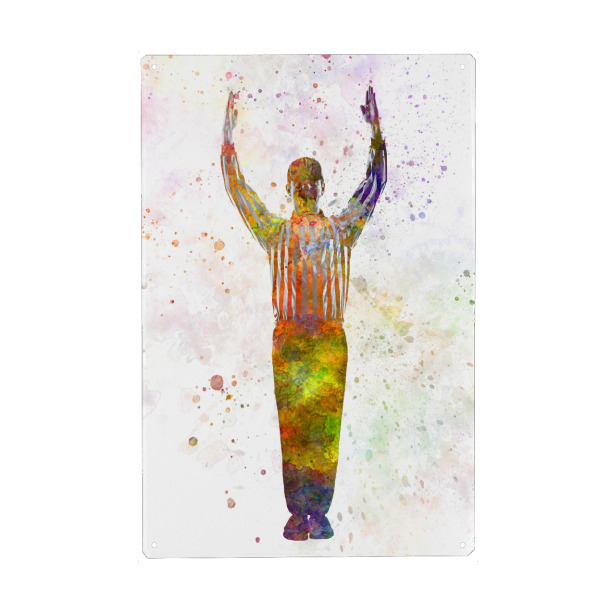Holzbild "Baseball umpire" artboxONE - Sport - Sport,Sports,Watercolor,Baseball,Color,Multicolor,American,Bat,Stadium
