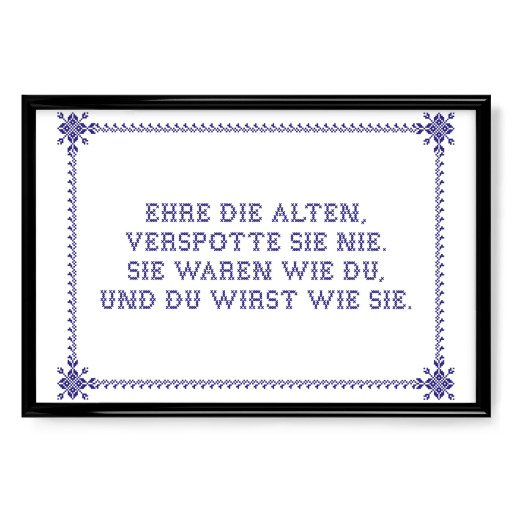 Ehre die Alten I Kreuzstich Blau
