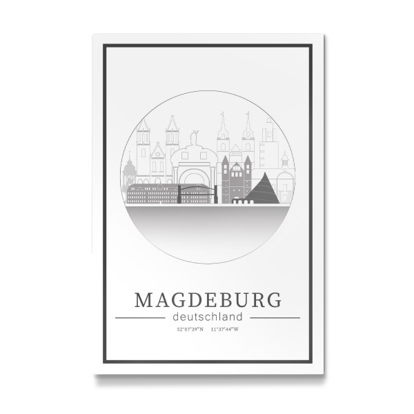 Galerie-Print "Magdeburg skyline line art circle" 30x20 cm artboxONE
