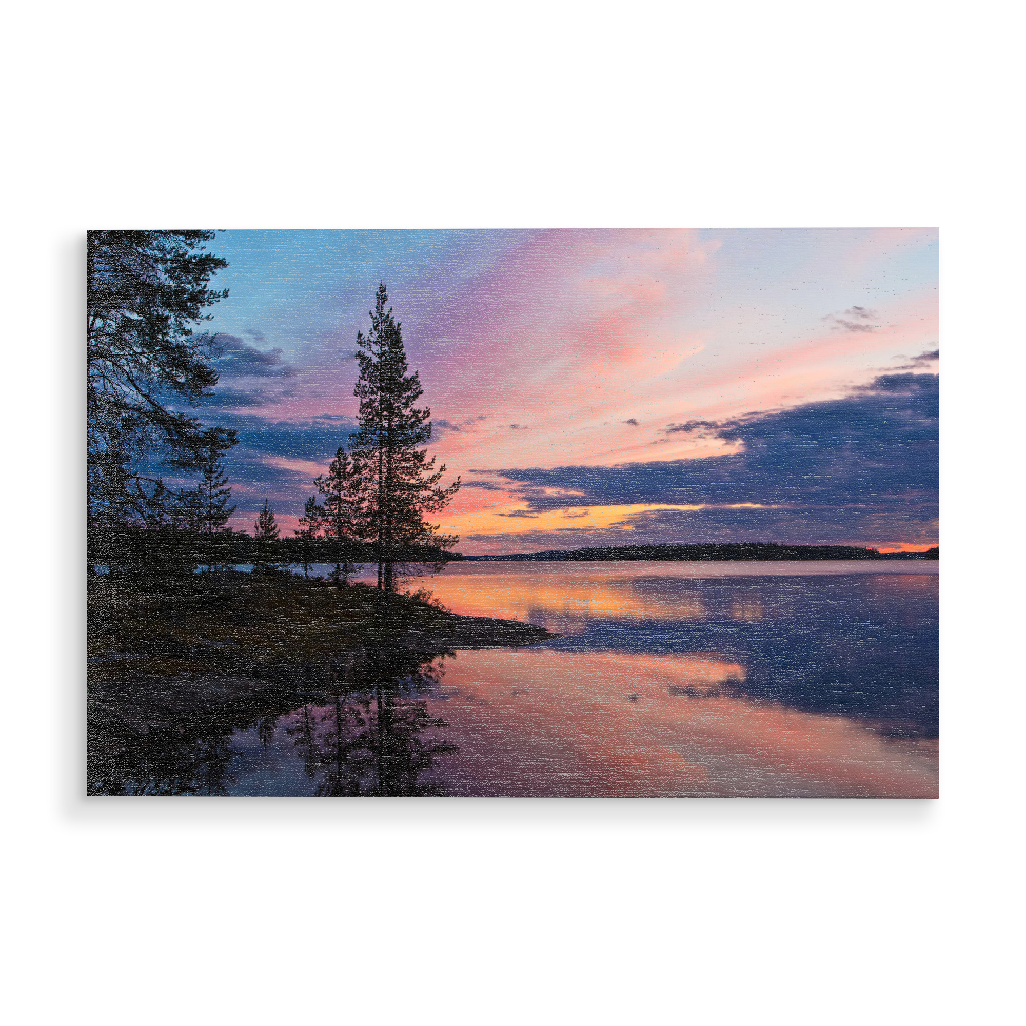 Holzbild "Abend am See Lentua" artboxONE - Natur,Reise,Reise / Länder
