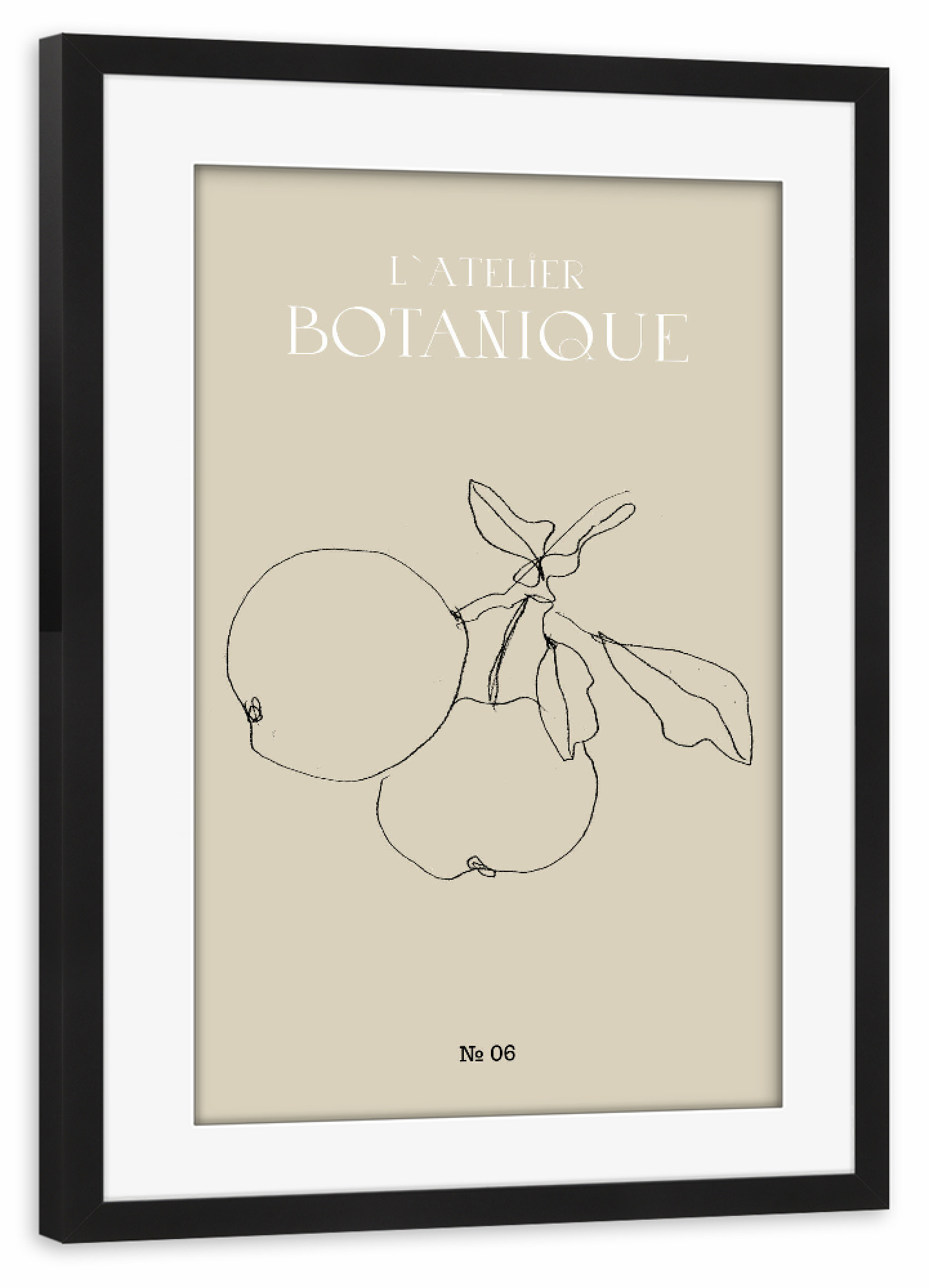 Poster mit Rahmen schwarz "Apples minimal pencil sketch" artboxONE - Typografie,Natur,Floral