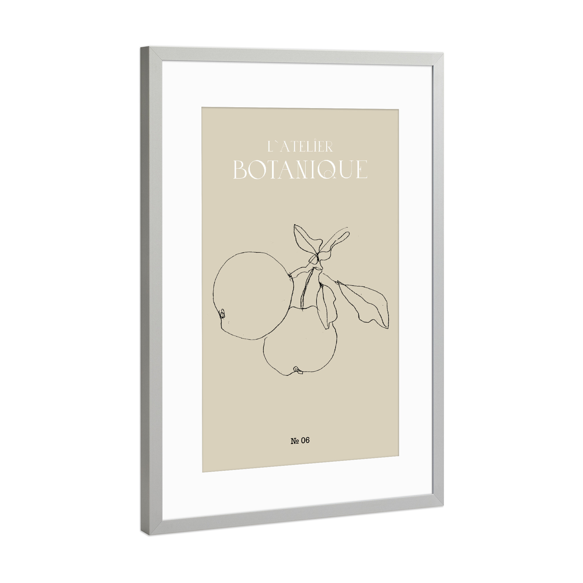 Poster mit Rahmen Silber "Apples minimal pencil sketch" artboxONE - Typografie,Natur,Floral