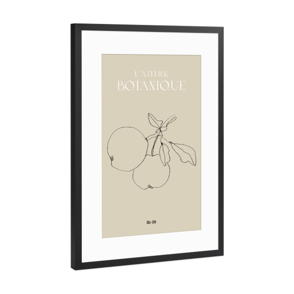 Poster mit Rahmen Schwarz (Metallic) "Apples minimal pencil sketch" artboxONE - Typografie,Natur,Floral