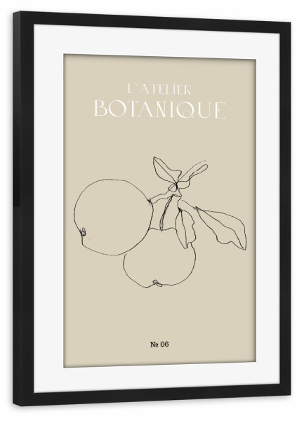 Poster mit Rahmen schwarz "Apples minimal pencil sketch" artboxONE - Typografie,Natur,Floral