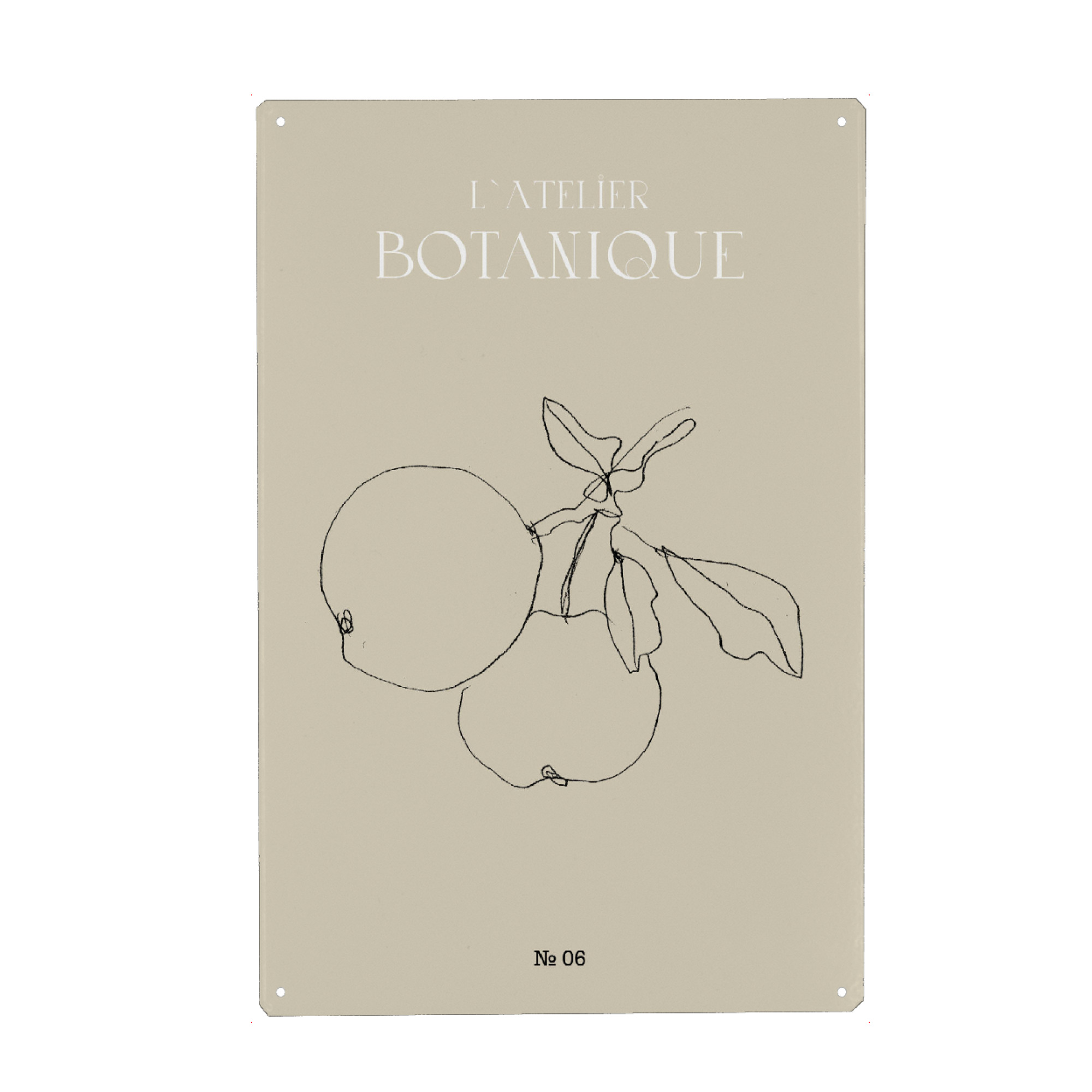 Metall Poster "Apples minimal pencil sketch" artboxONE - Typografie,Natur,Floral