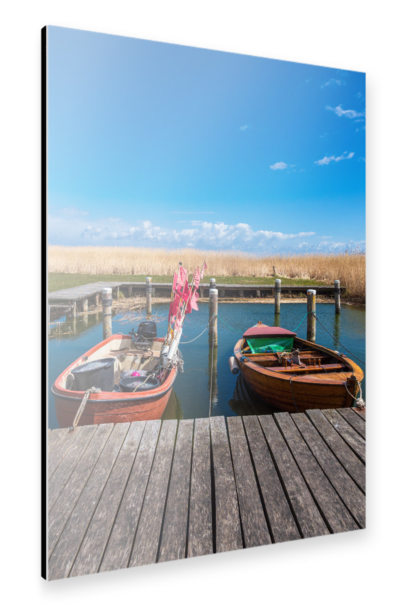 Alu-Dibond "Zwei Boote im Hafen" 30x20 cm artboxONE