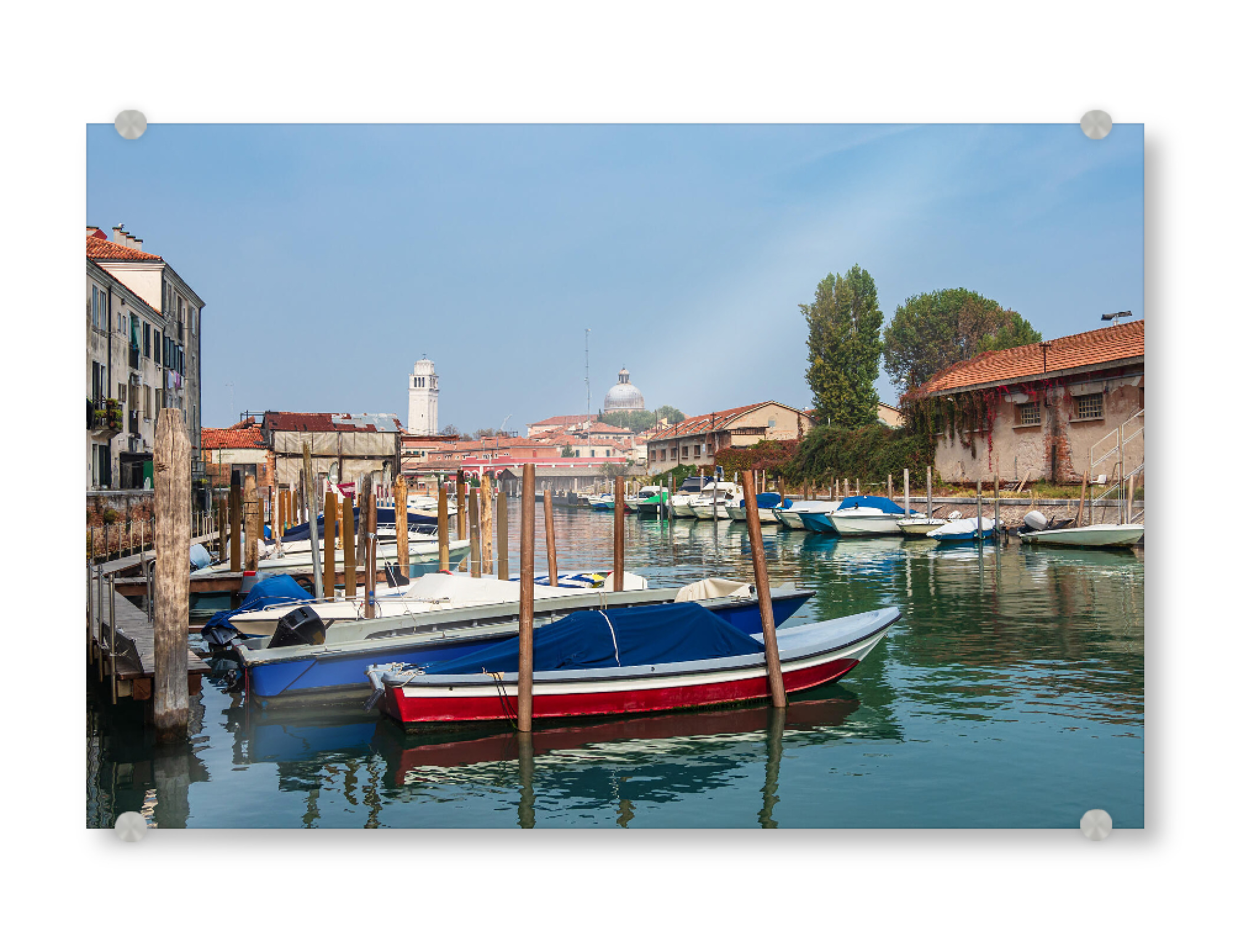 Acrylglasbild "Boote und Turm in Venedig" artboxONE - Reise,Architektur,Städte / Venedig,Reise / Länder