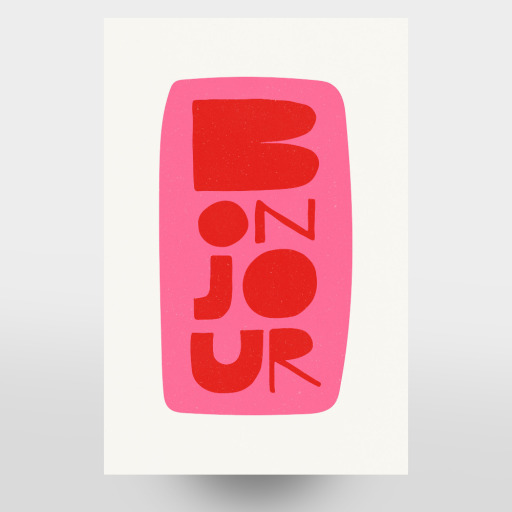 Bonjour French Word Pink