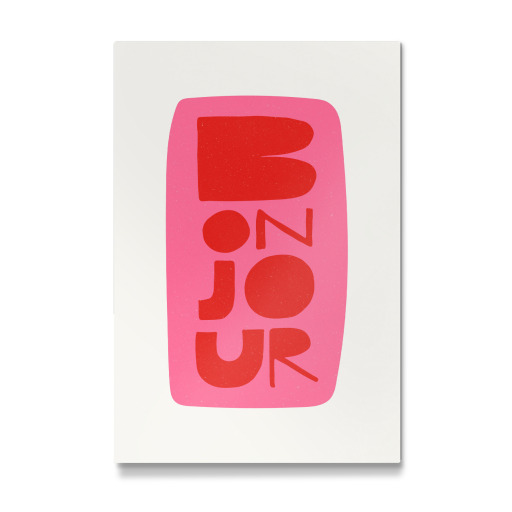 Bonjour French Word Pink