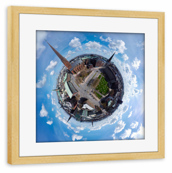 Poster mit Rahmen kiefer "Hauptkirche St. Petri - Hamburg" artboxONE - Städte,Städte / Hamburg,Reise,Architektur,Reise / Länder