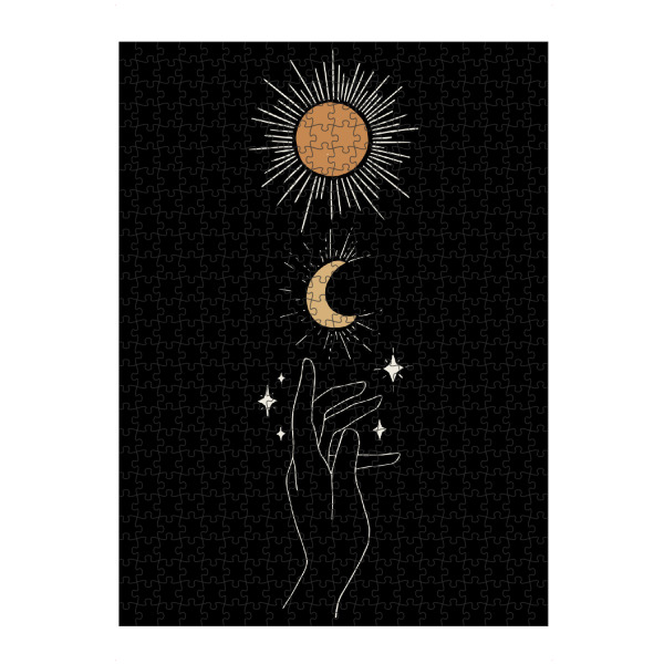 Puzzle Ravensburger "Hand Pointing Up Sun Moon Dark" artboxONE - Natur,Abstrakt,Galaxy