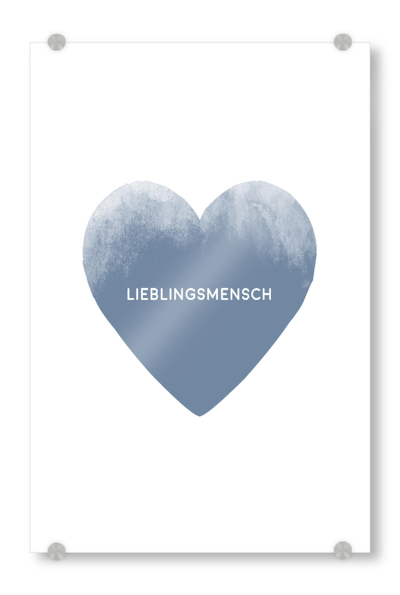 Acrylglasbild "Lieblingsmensch mit Herz I Blau" artboxONE - Typografie,Liebe,Für Papa,Männer