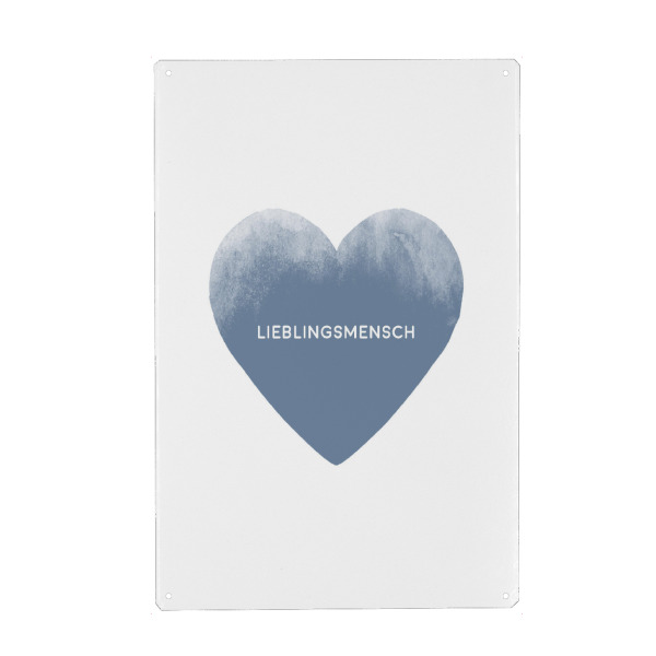 Holzbild "Lieblingsmensch mit Herz I Blau" artboxONE - Typografie,Liebe,Für Papa,Männer