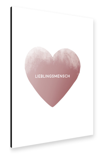 Alu-Dibond "Lieblingsmensch mit Herz I Rosé" 30x20 cm artboxONE