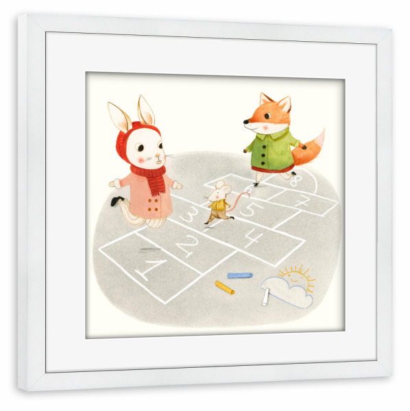 Poster mit Rahmen weiß "Himmel und Hölle" artboxONE - Für Kinder,Tiere