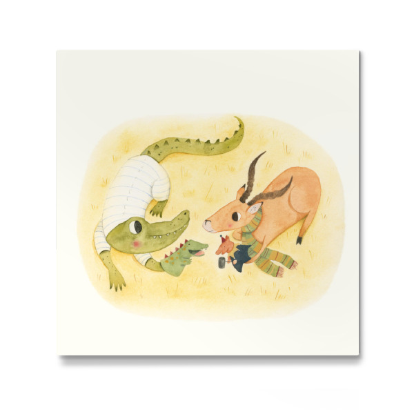 Galerie-Print "Krokodil und Impala" 30x30 cm artboxONE