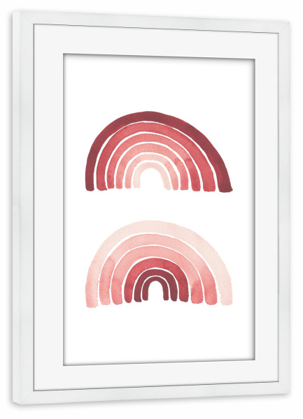 Poster mit Rahmen weiß "Buffiere - Rosa Regenbogen" artboxONE - Für Kinder,Abstrakt